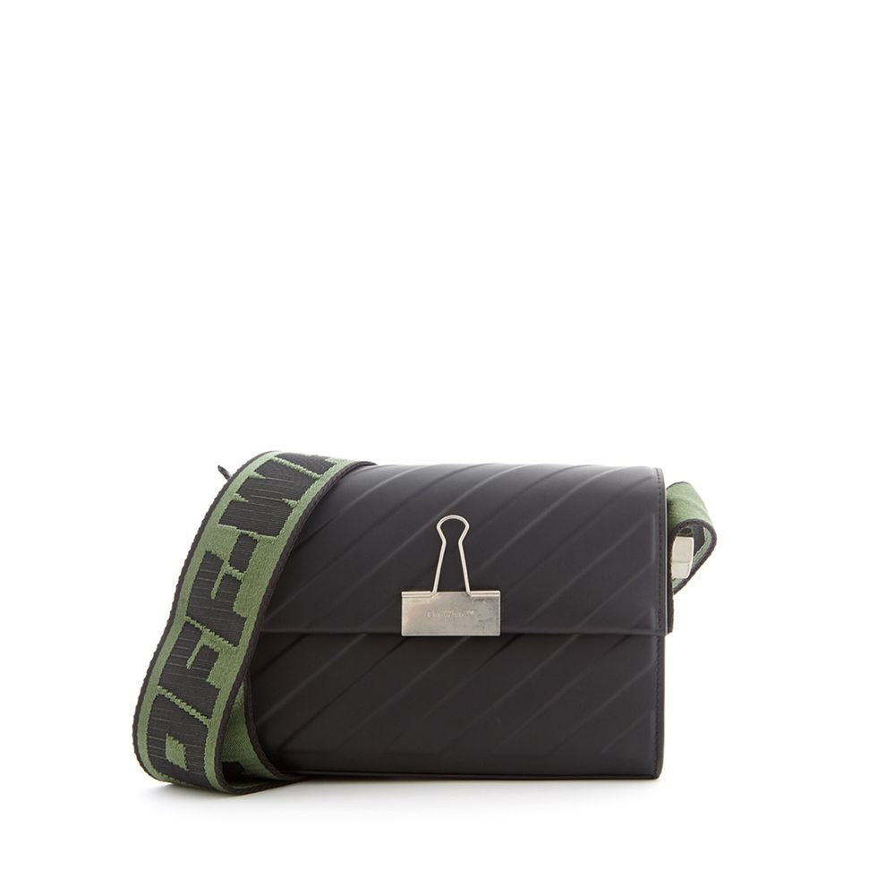 Off-White Elegant Black Leather Handbag