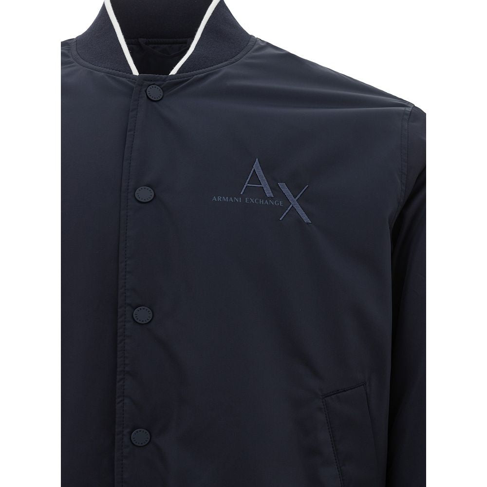 Armani Exchange Elevate Your Style in a Chic Blue Polyester Jacket