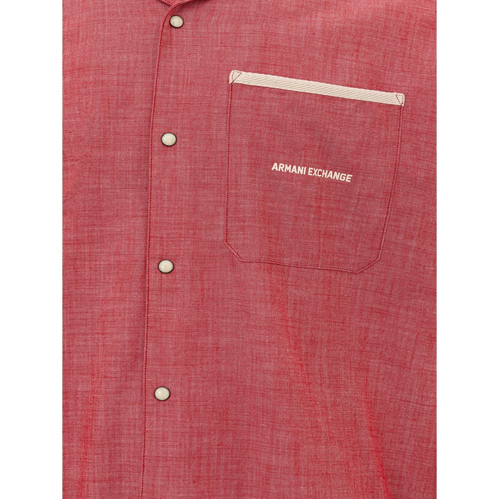 Armani Exchange Sleek Crimson Cotton Shirt for Men