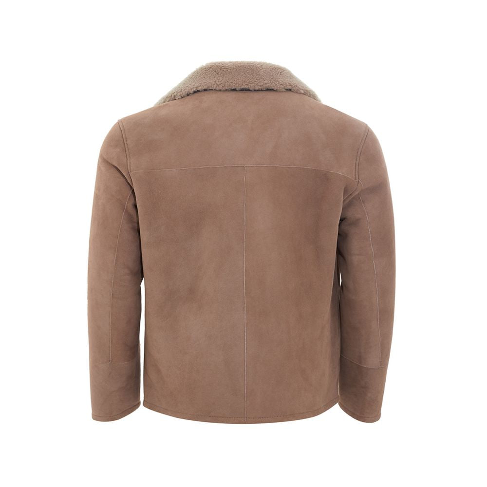 Herno Elegant Brown Leather Jacket