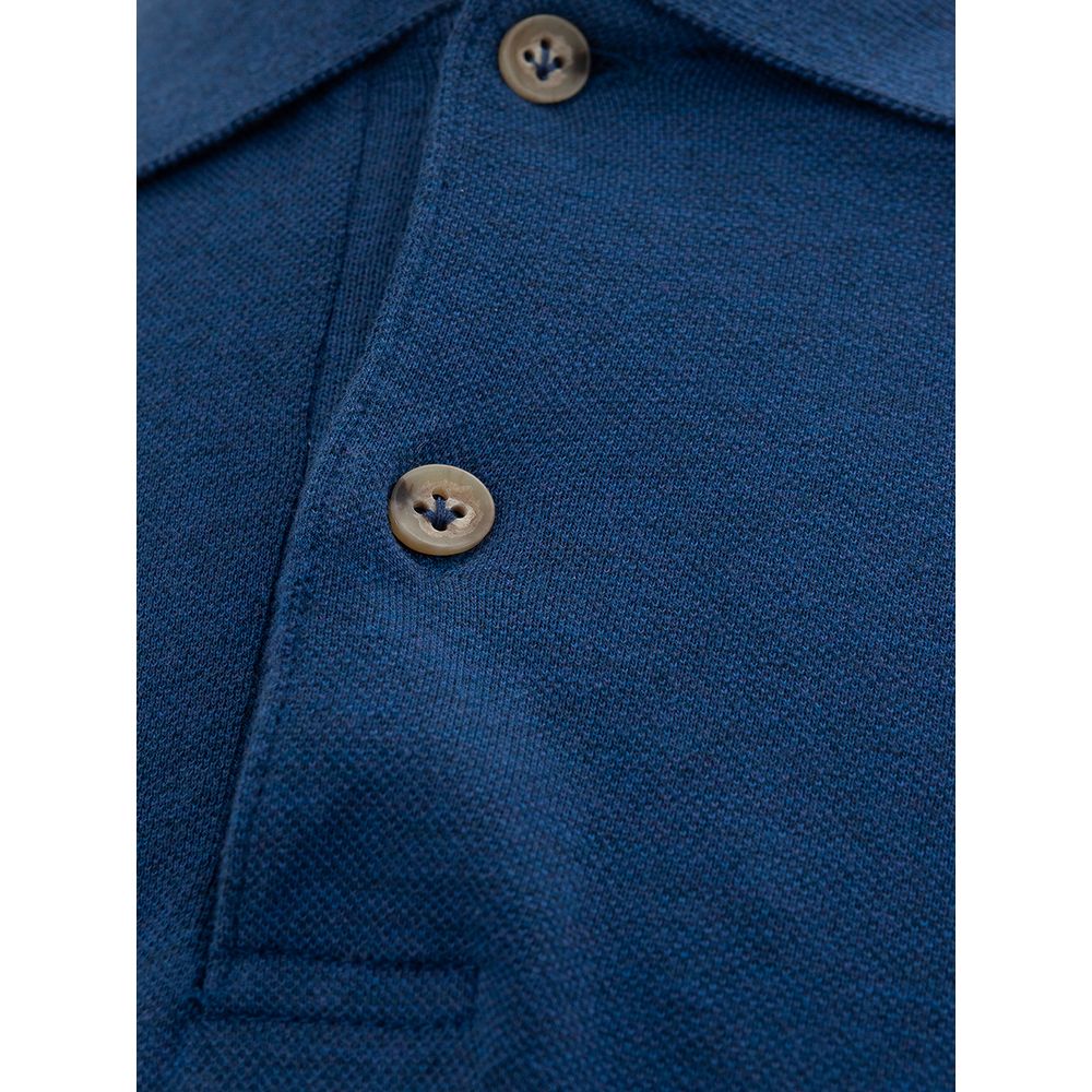 Luca Faloni Elegant Italian Cotton Blue Polo Shirt