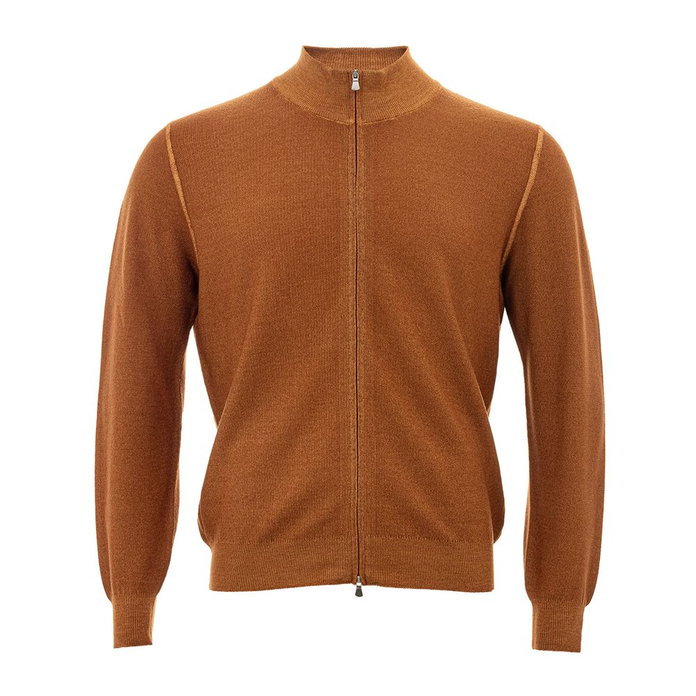 Gran Sasso Elegant Wool Orange Cardigan for Men