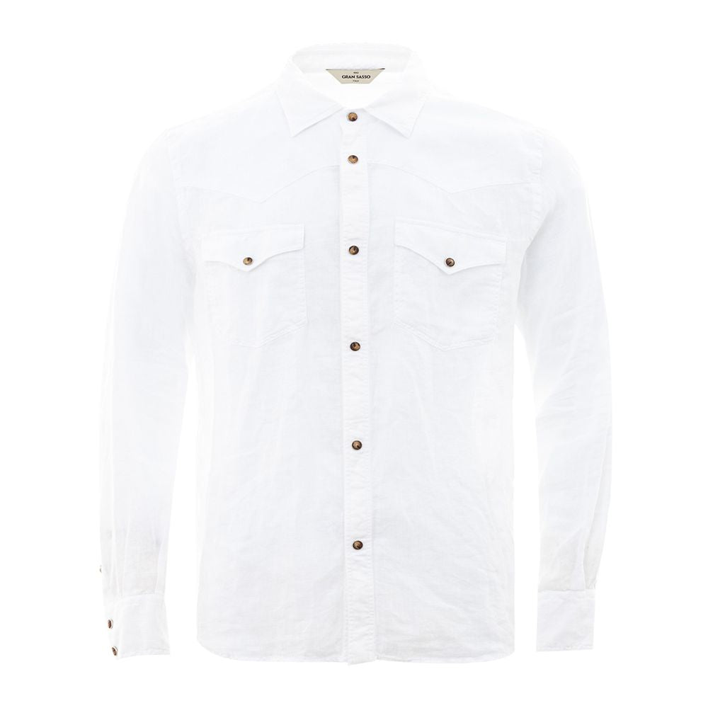 Gran Sasso Elegant White Linen Men's Shirt