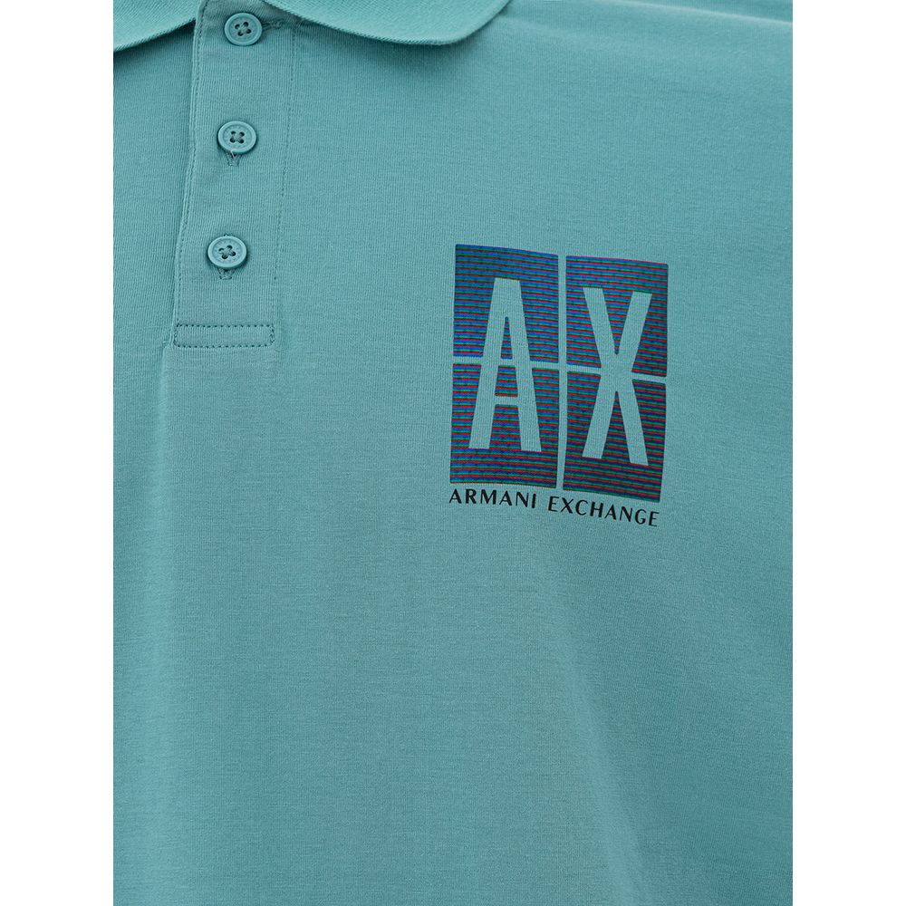 Armani Exchange Elegant Light Blue Cotton Polo Shirt