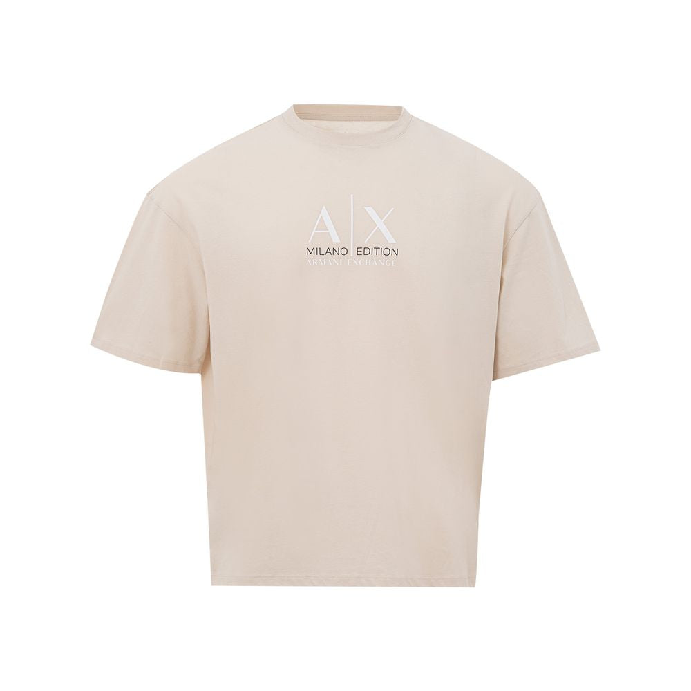 Armani Exchange Beige Cotton Statement Tee