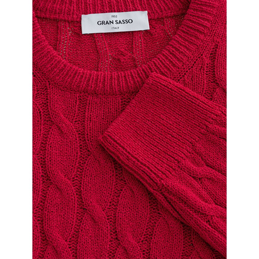 Gran Sasso Elegant Crimson Cotton Knit Sweater