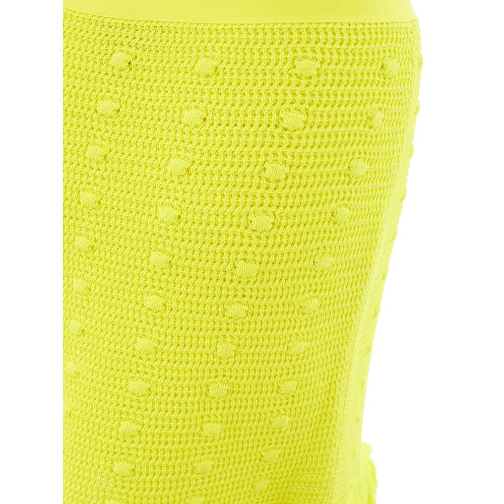 Bottega Veneta Elegant Cotton Midi Skirt in Sunshine Yellow