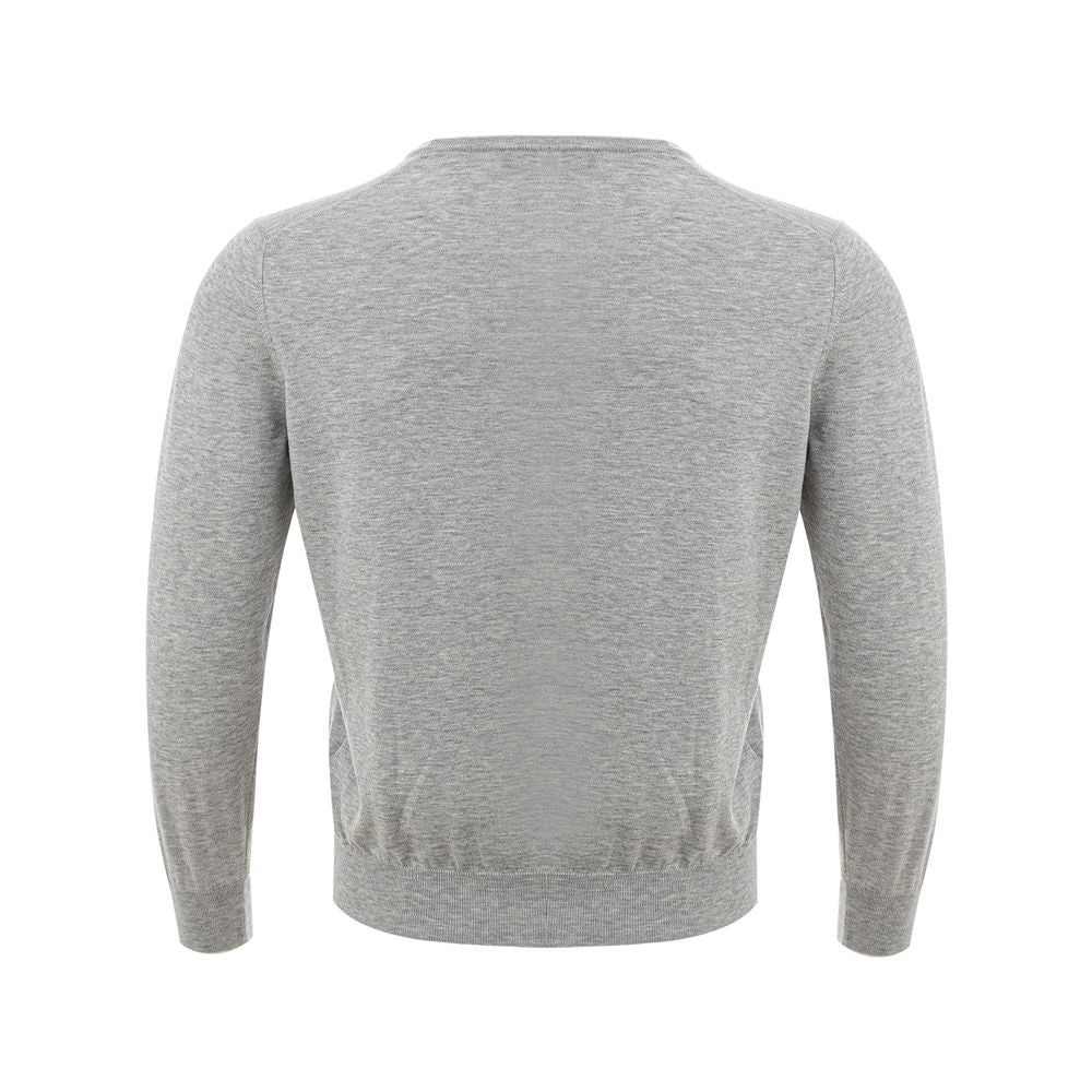 Gran Sasso Elegant Gray Silk-Cotton Blended Sweater