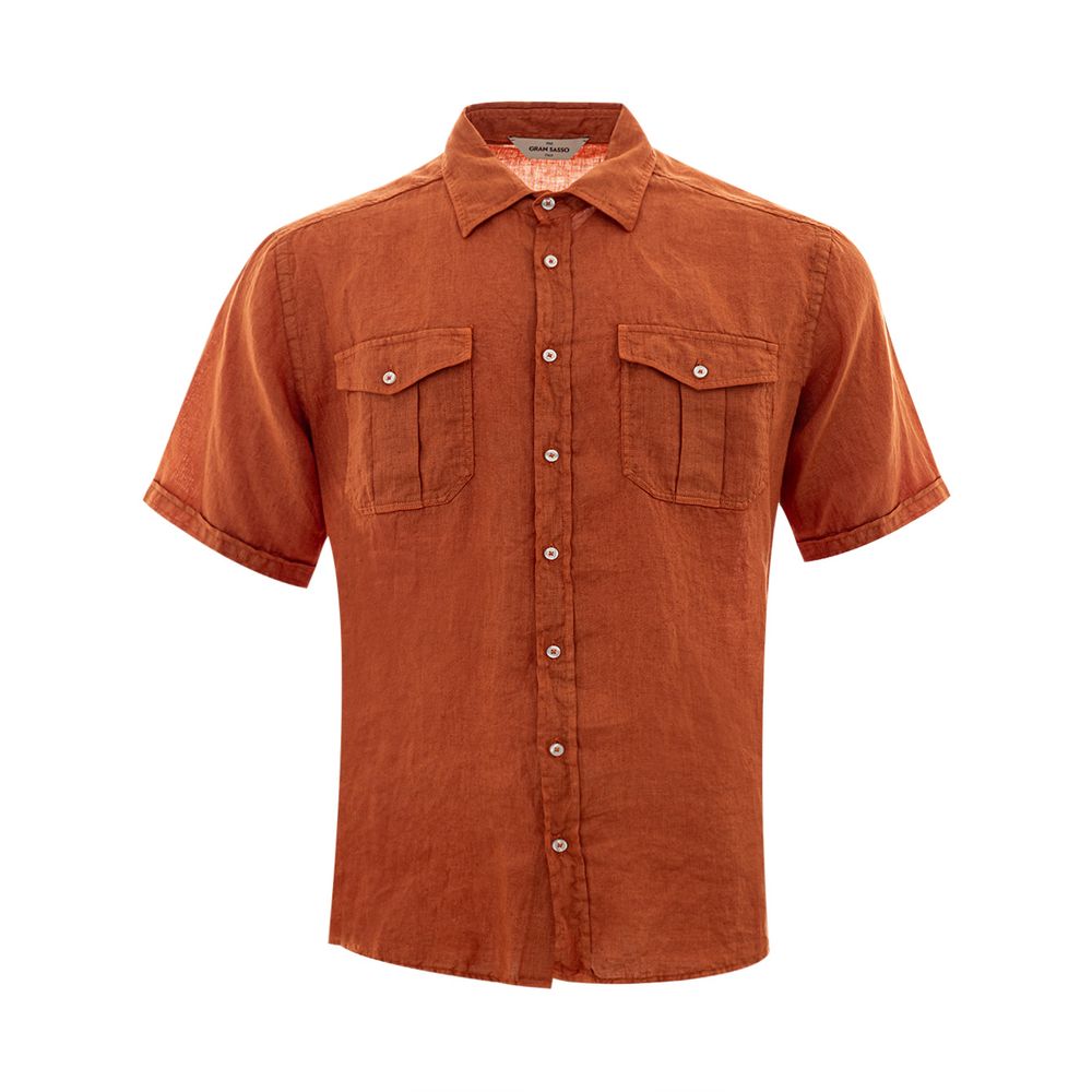 Gran Sasso Elegant Linen Brown Shirt for the Sophisticated Man