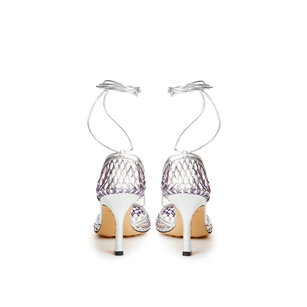 Bottega Veneta Elegant Silver Cotton Leather Sandals