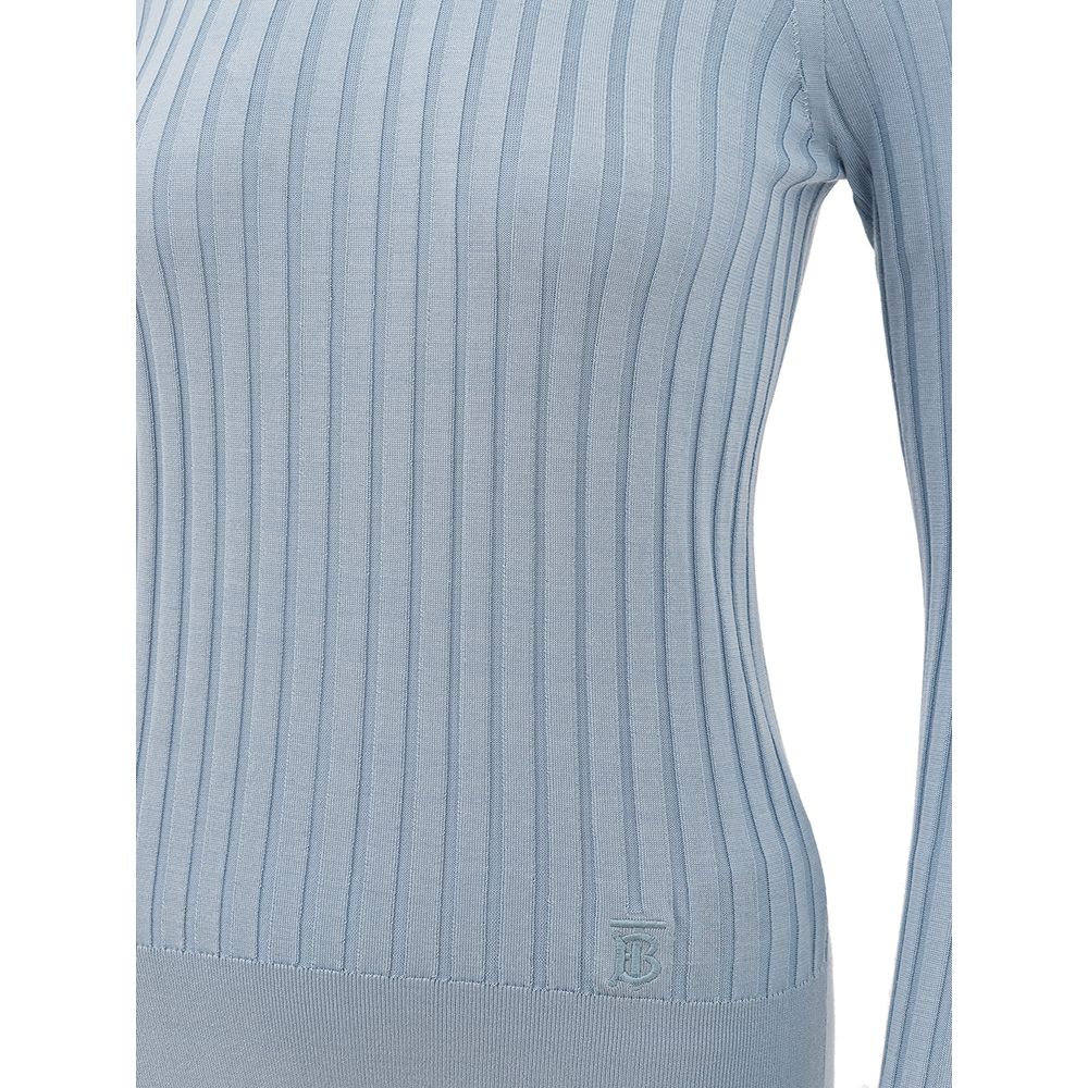 Burberry Elegant Light Blue Silk Sweater