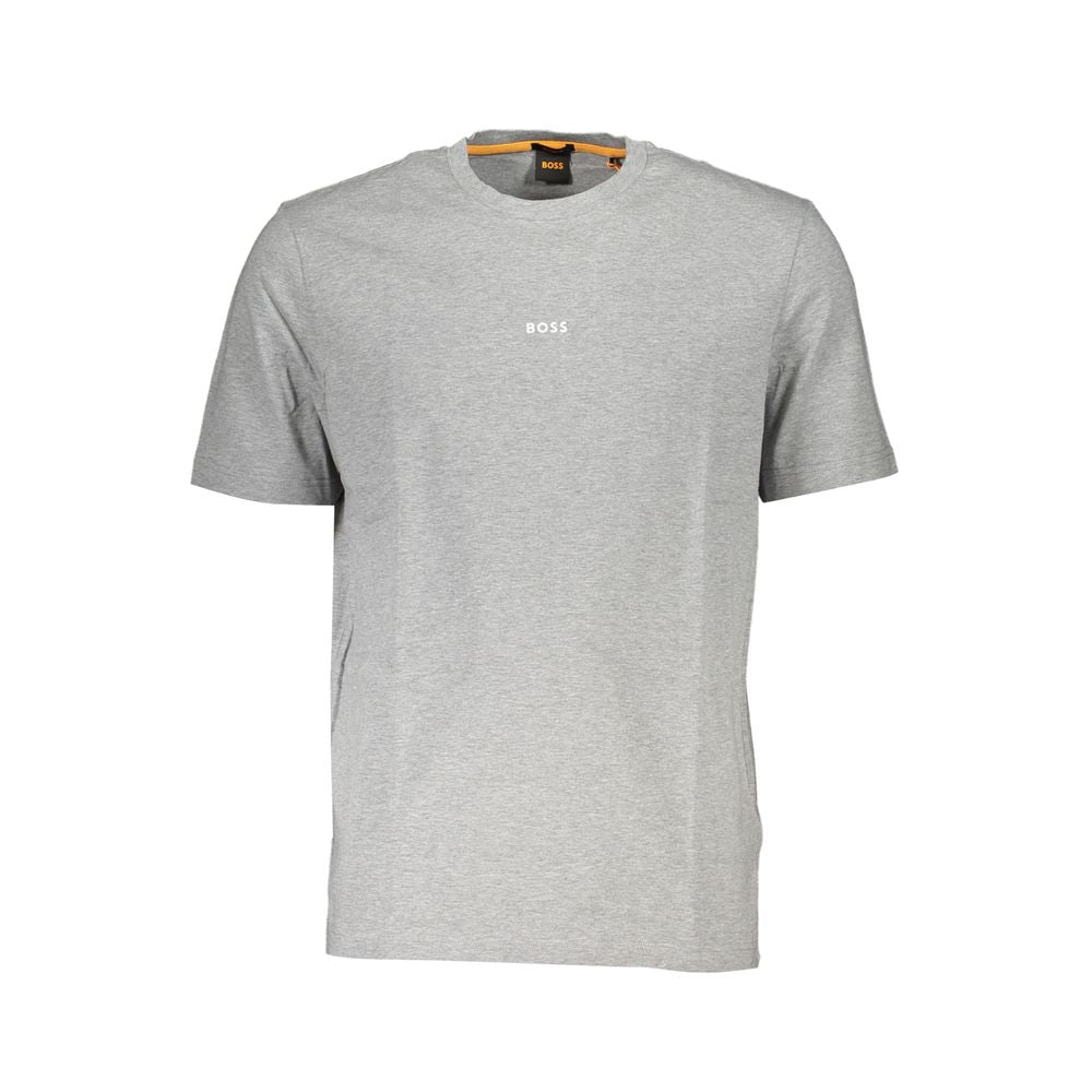 Hugo Boss Sleek Gray Organic Cotton Tee with Logo