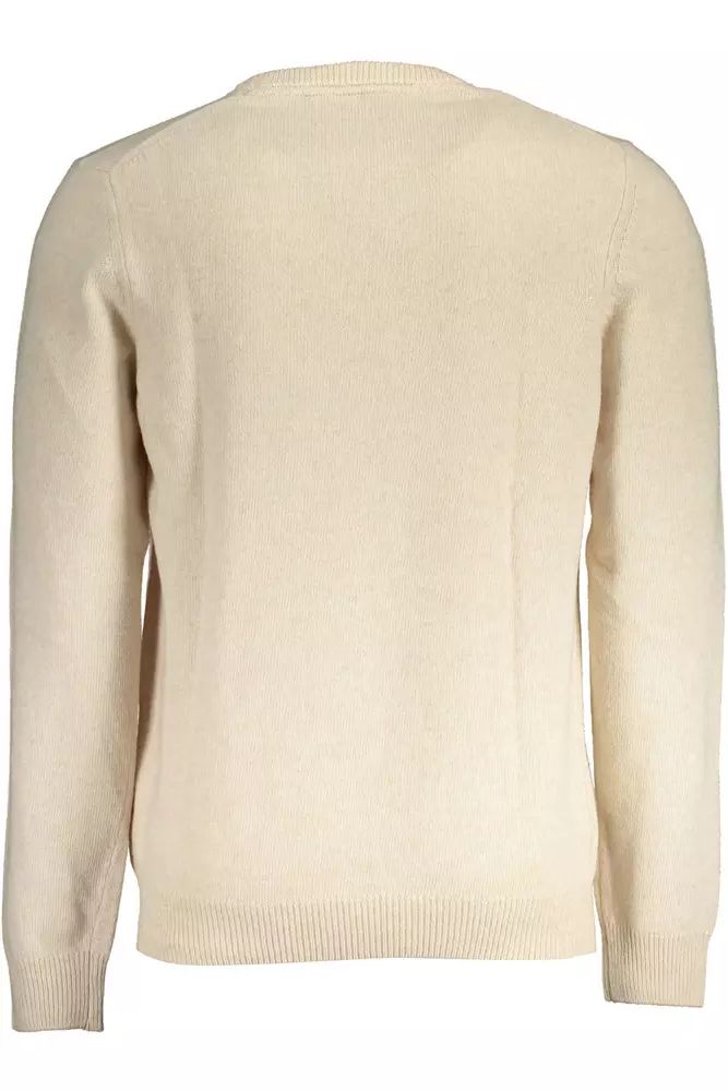 Lyle & Scott Beige Wool Blend Round Neck Sweater