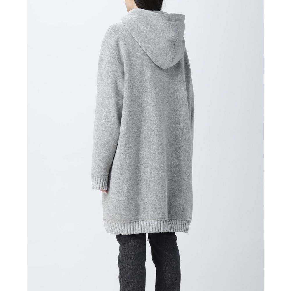 Love Moschino Elegant Gray Wool Hooded Coat