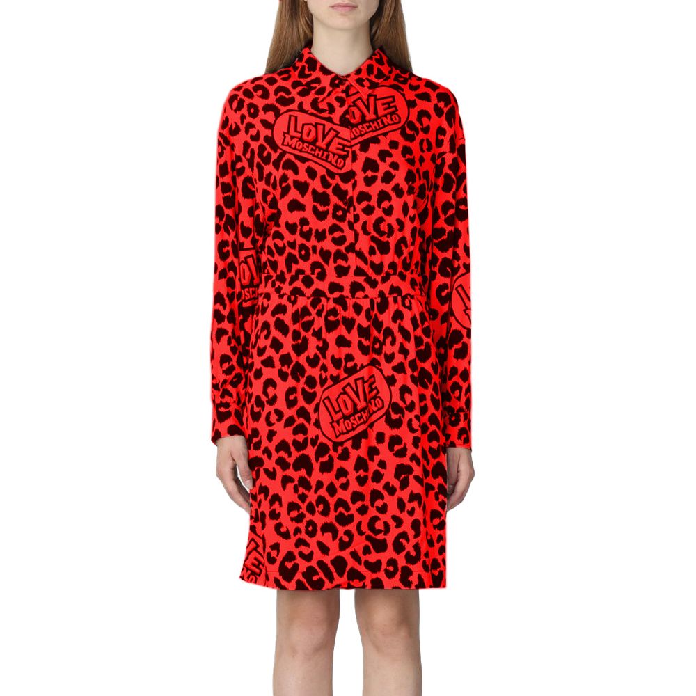 Love Moschino Elegant Viscose Blend Leopard Print Dress