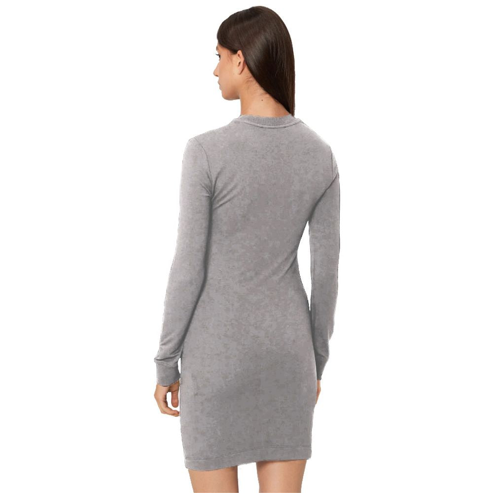 Love Moschino Chic Gray Cotton Blend Dress With Logo Detail