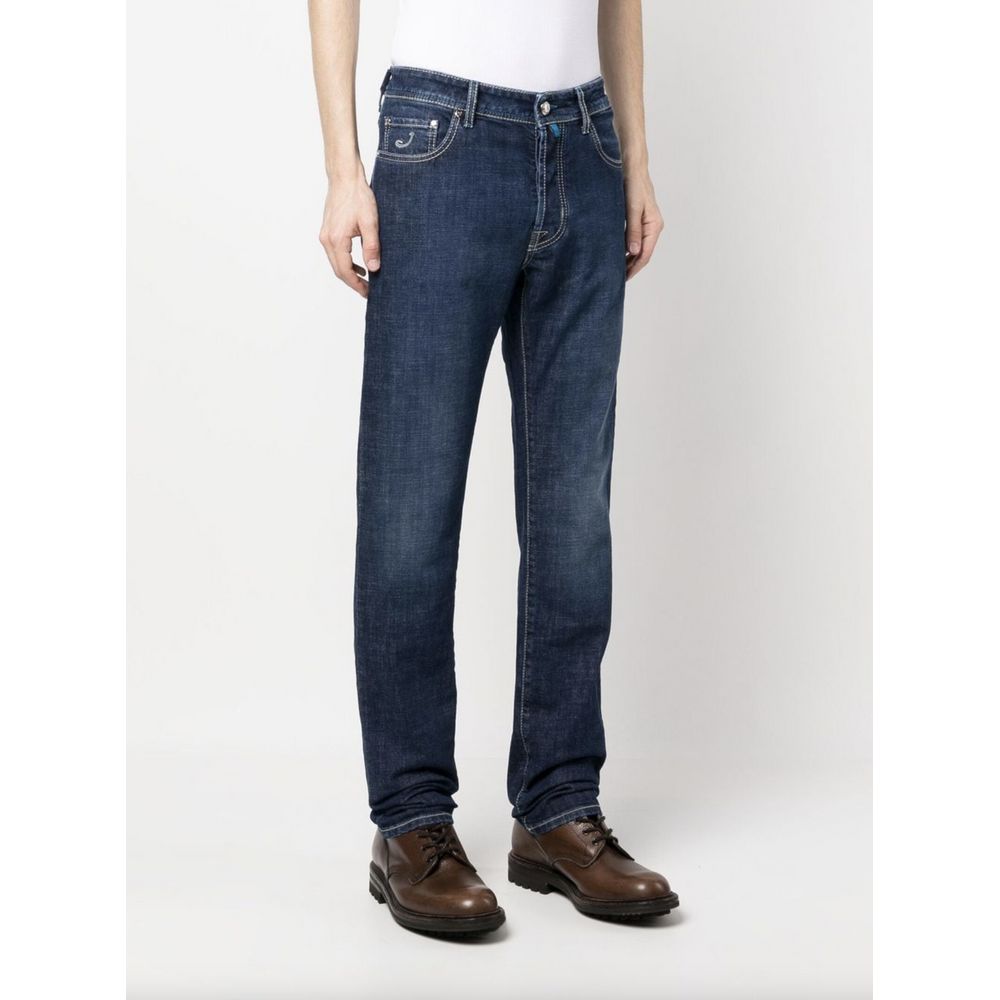 Jacob Cohen Exclusive Indigo Straight Leg Jeans with Bandana Detail