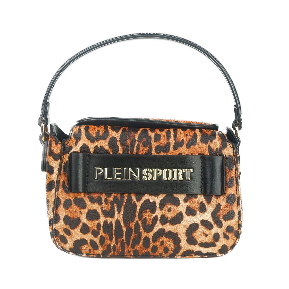 Square Sport Chic Leopard Print Shoulder Bag with Logo Detail