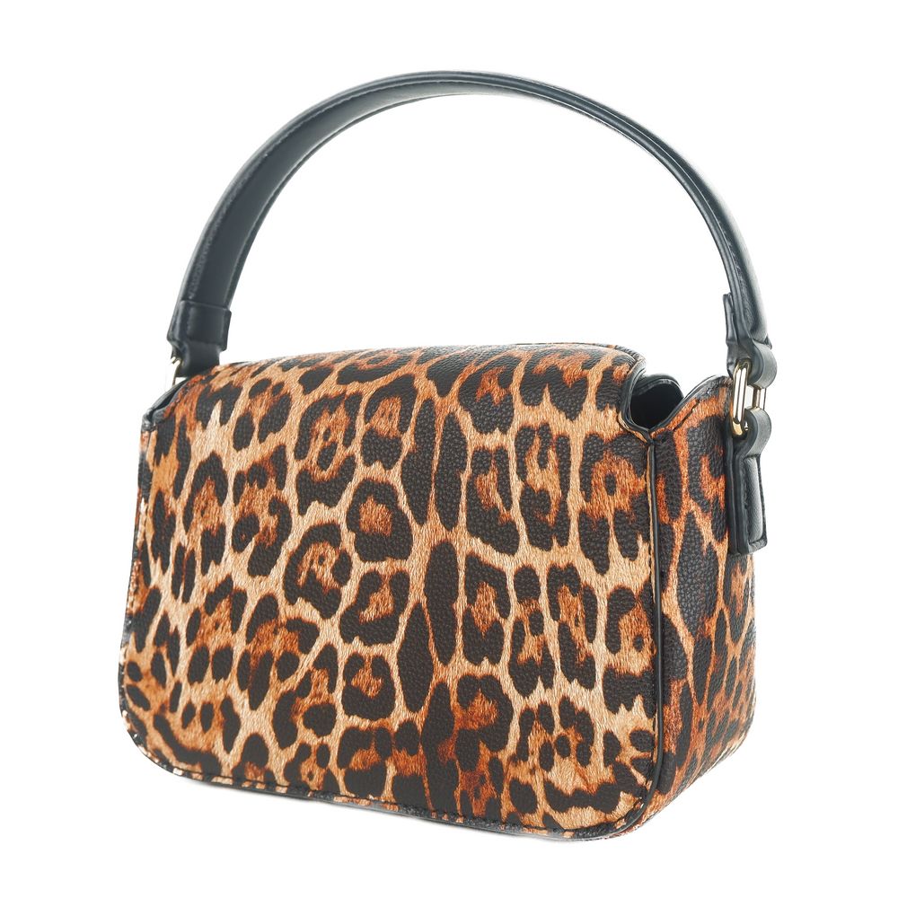 Square Sport Chic Leopard Print Shoulder Bag with Logo Detail