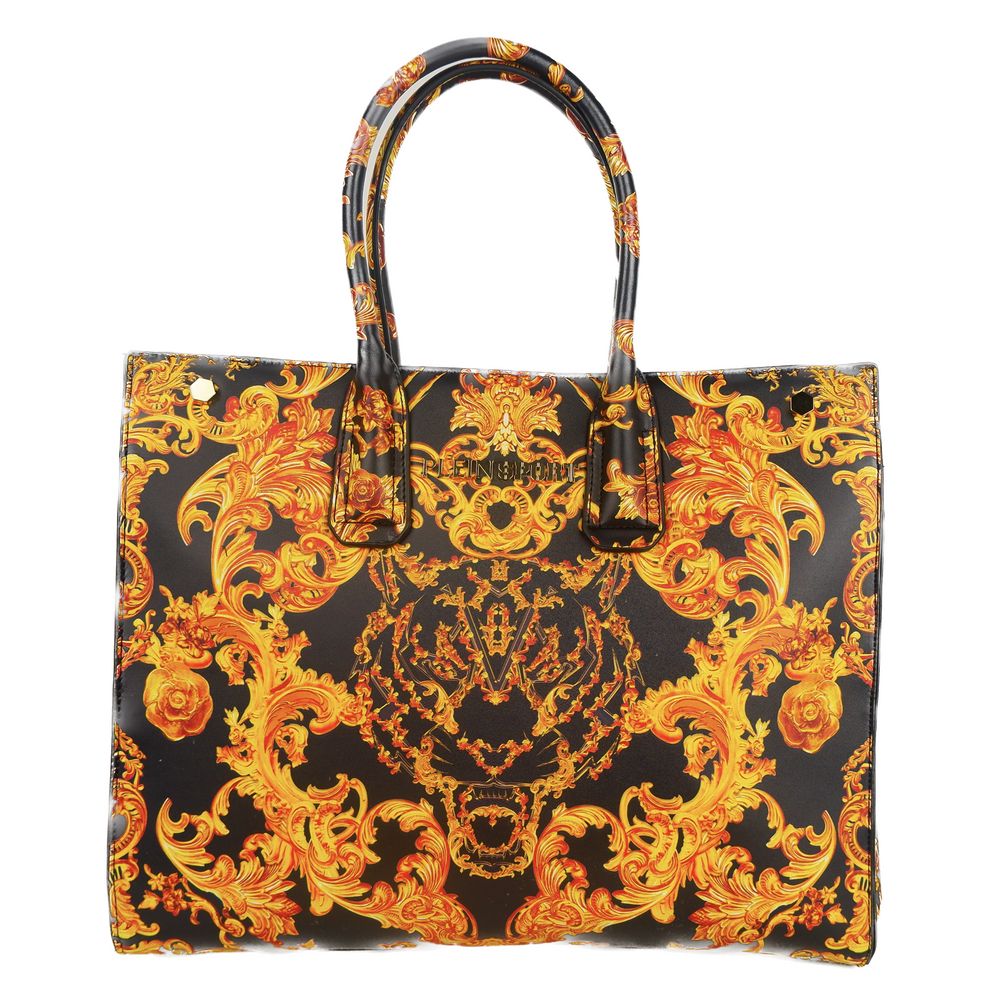 Plein Sport Elegant Black Shopper With Golden Accents