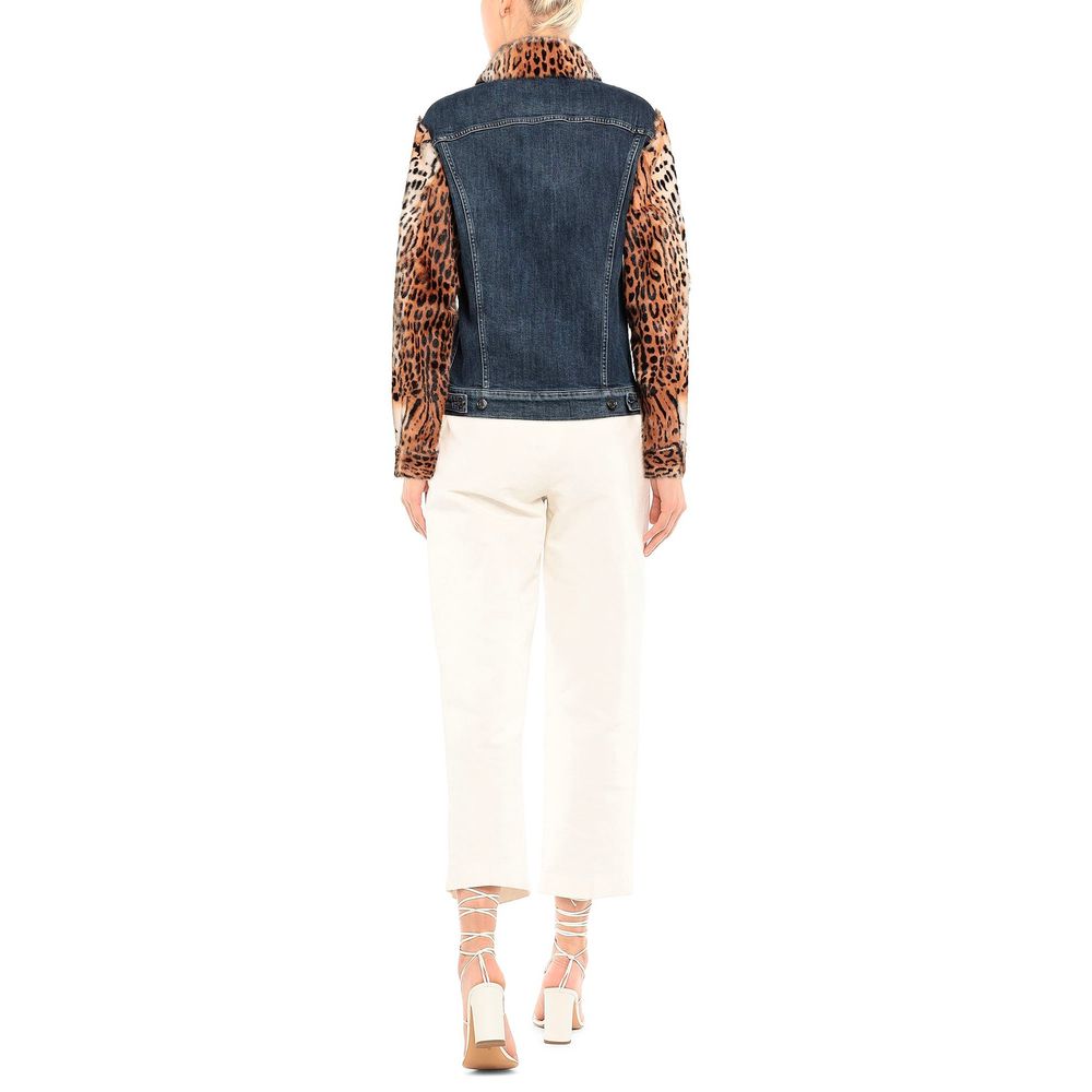 Dolce & Gabbana Elegant Denim Fur-Lined Jacket with Gemstones