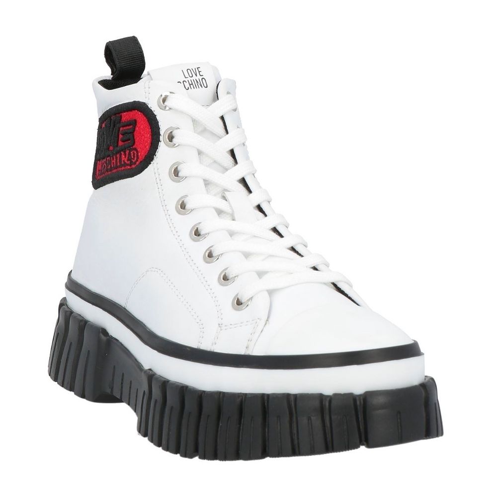 Love Moschino Chic High-Top Sneakers with Bold Logo Embroidery