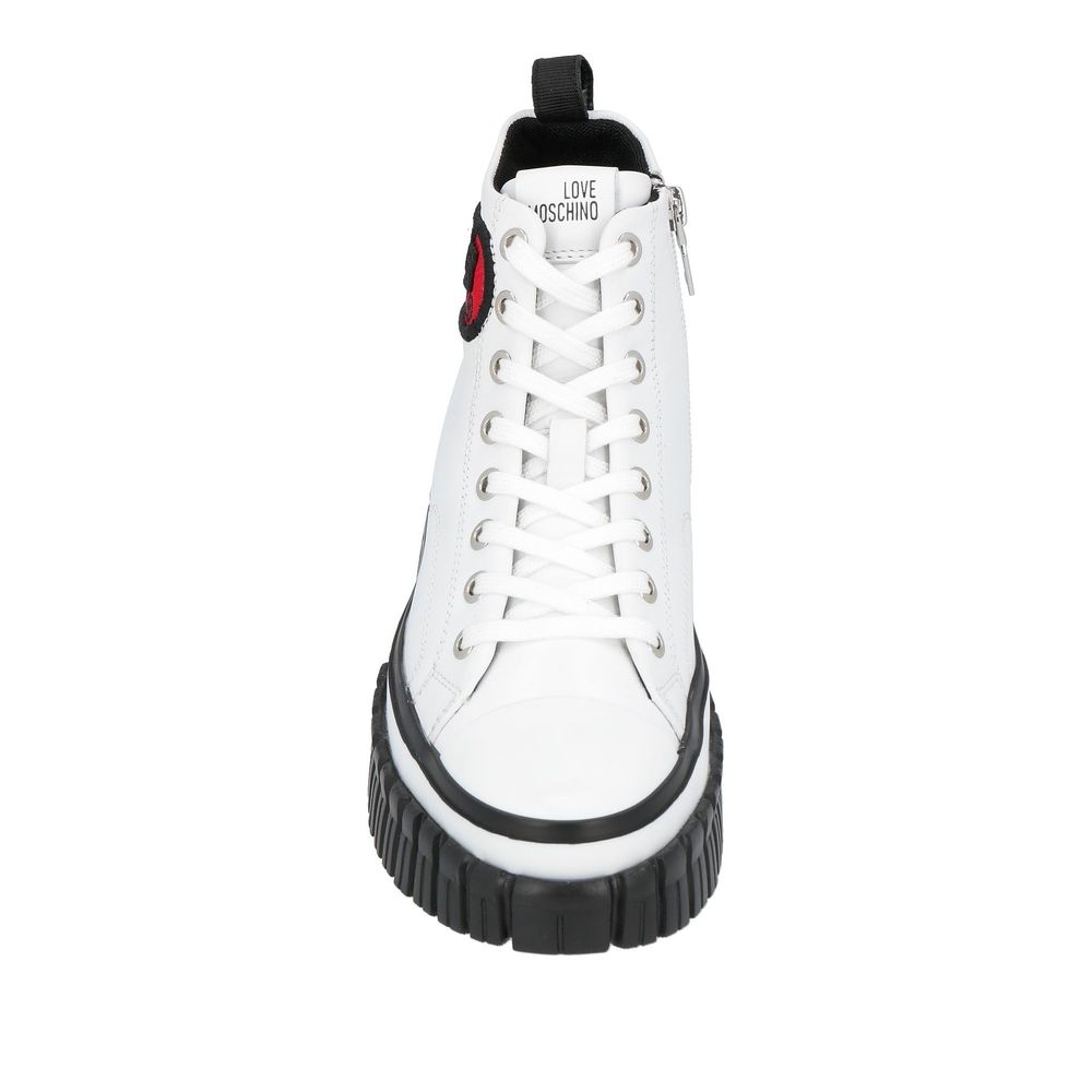 Love Moschino Chic High-Top Sneakers with Bold Logo Embroidery