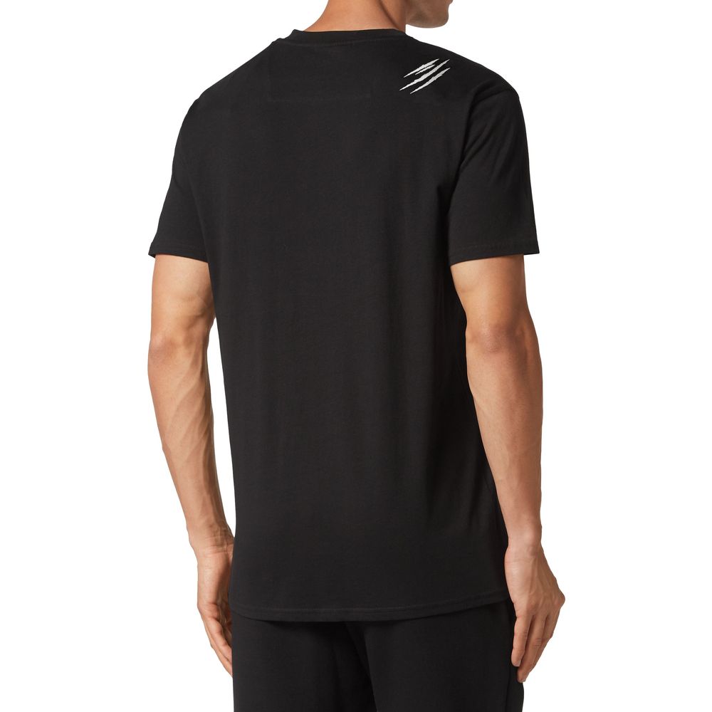 Plein Sport Sleek Cotton Tee with Logo Plaque