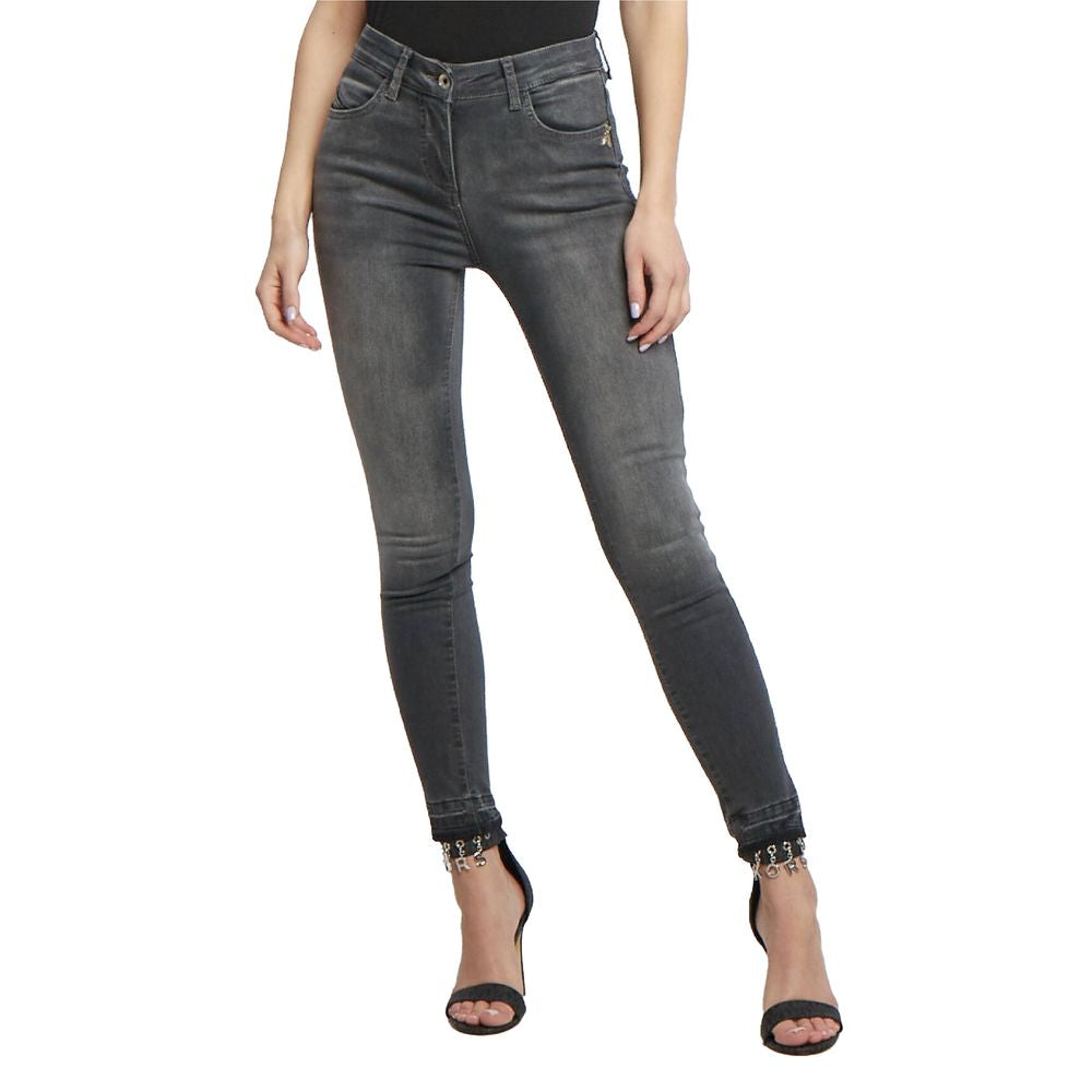 Patrizia Pepe Sleek Grey Skinny Jeans with Embroidery Detail