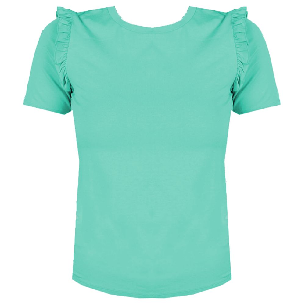 Patrizia Pepe Ruffled Shoulder Crew-Neck Chic Top