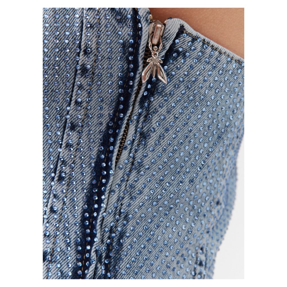 Patrizia Pepe Chic Rhinestone Studded Denim Top