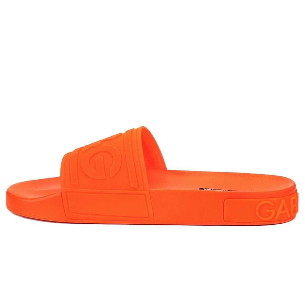 Dolce & Gabbana Chic Orange Logo Print Rubber Slippers