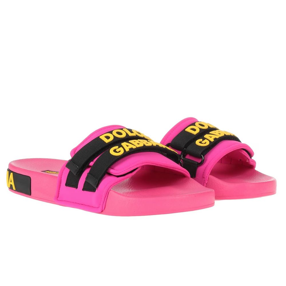 Dolce & Gabbana Chic Fuchsia Rubber Slippers for Elegant Comfort