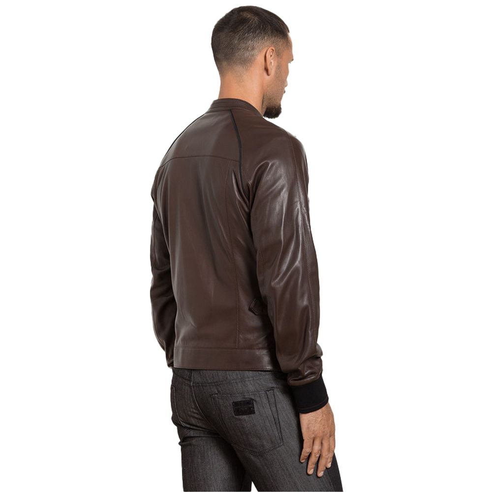 Dolce & Gabbana Brown Leather Di Lambskin Jacket