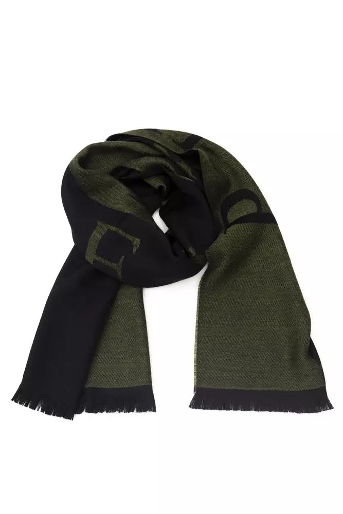 Philipp Plein Elegant Green Fringed Scarf