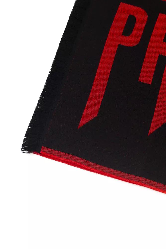 Philipp Plein Elegant Fringed Red Scarf