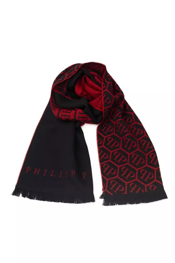 Philipp Plein Elegant Fringed Monogram Scarf