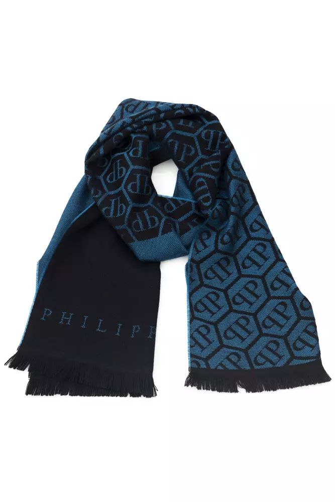 Philipp Plein Elegant Fringed Monogram Scarf