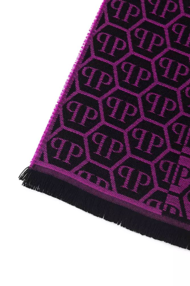 Philipp Plein Elegant Monogram Fringed Scarf