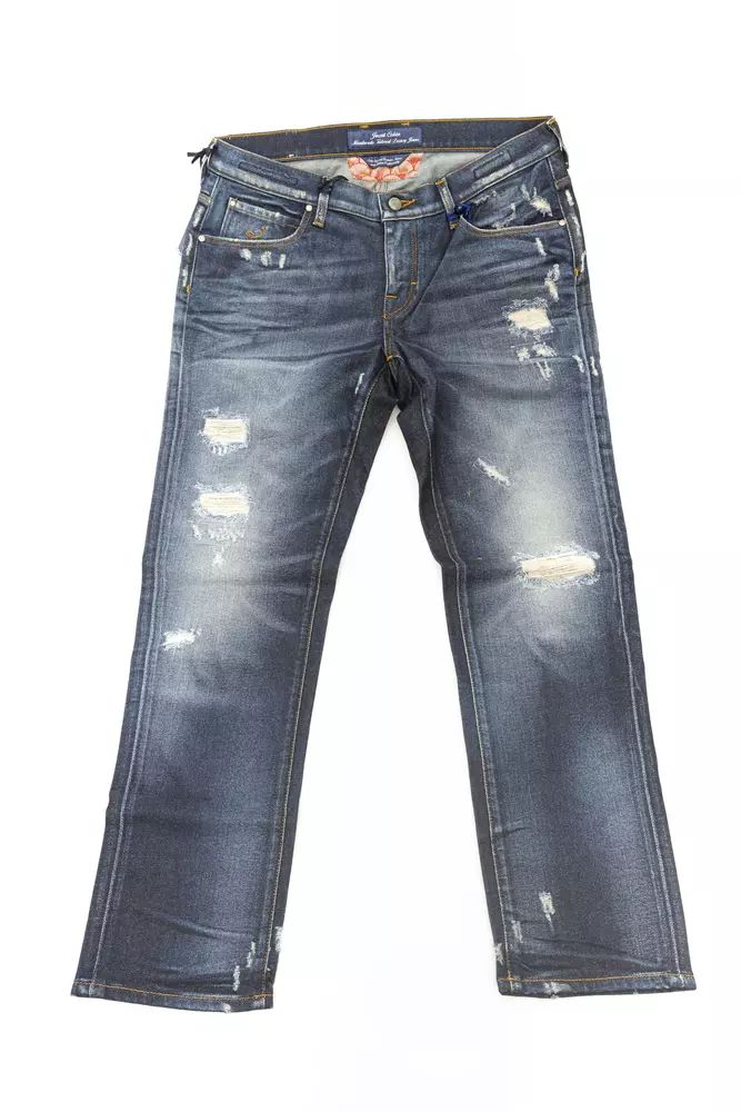 Jacob Cohen Elegant Straight Lay Jeans with Chic Rips