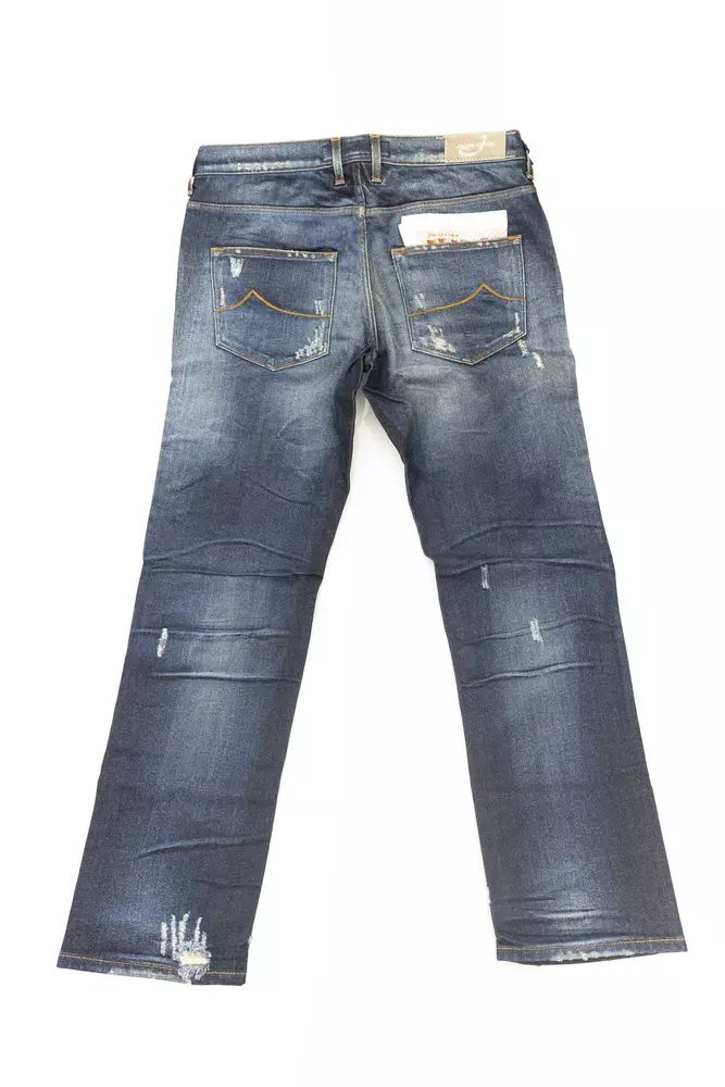 Jacob Cohen Elegant Straight Lay Jeans with Chic Rips