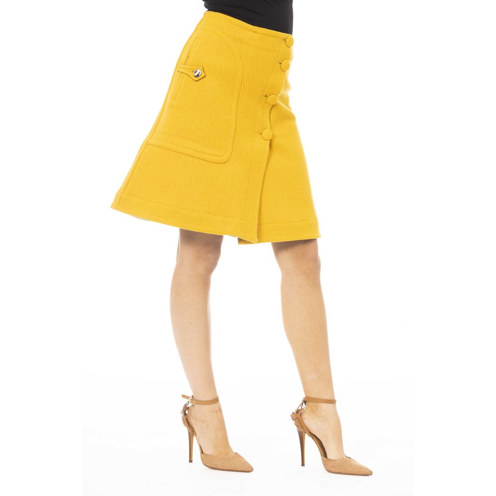 Jacob Cohen Elegant Yellow Wool Blend Skirt