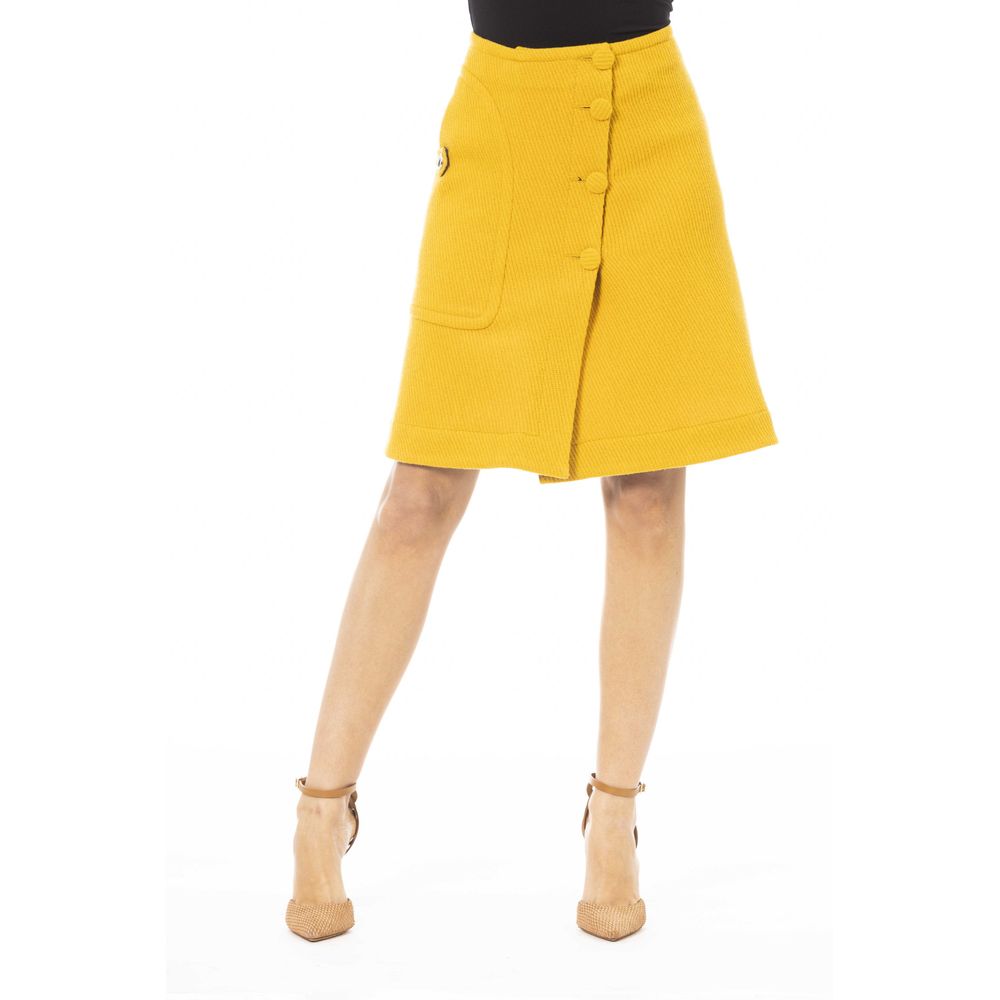 Jacob Cohen Elegant Yellow Wool Blend Skirt