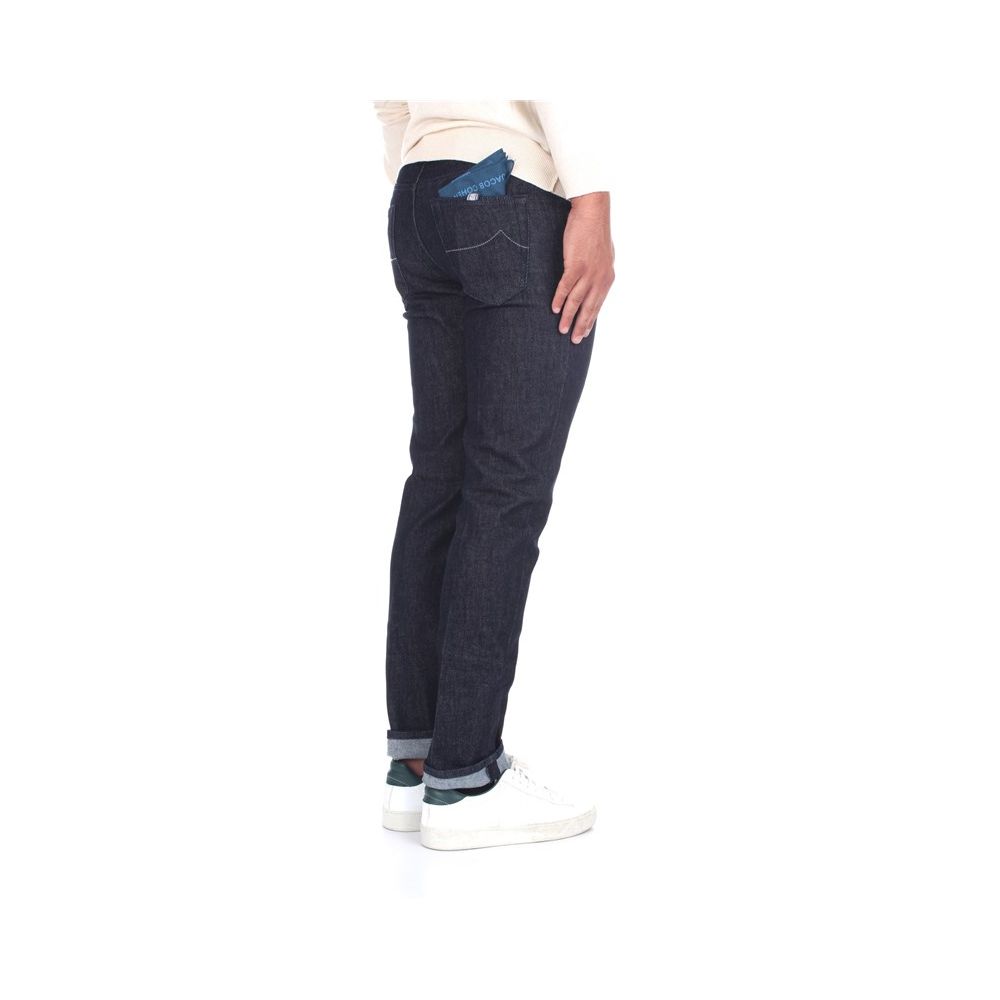 Jacob Cohen Sleek Slim Fit Designer Jeans with Leather Detail