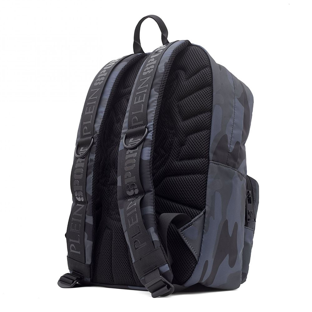 Plein Sport Sleek Gray Tiger Print Backpack