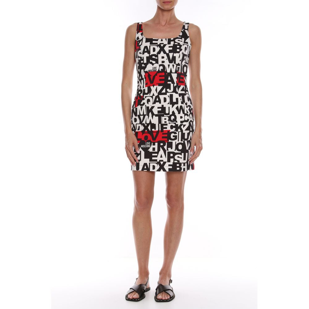 Love Moschino Chic Monochrome Dress with Red Accent