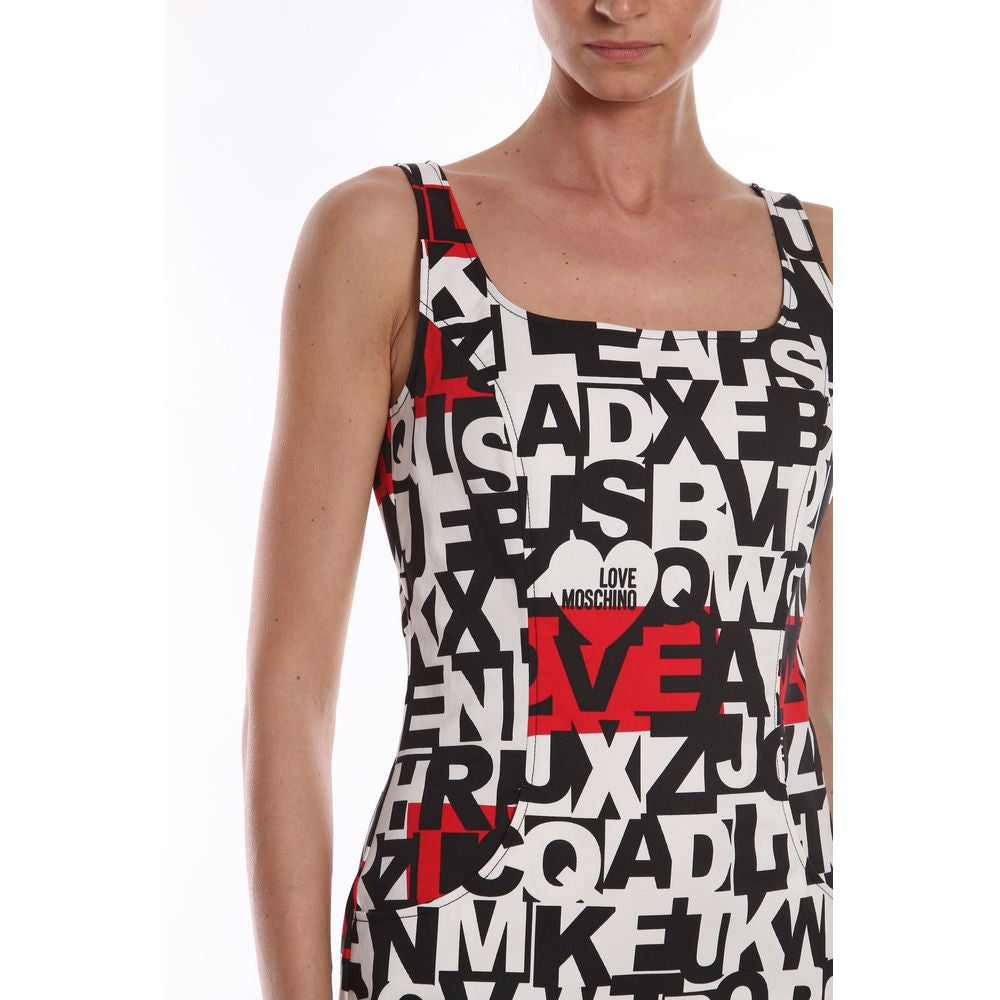 Love Moschino Chic Monochrome Dress with Red Accent