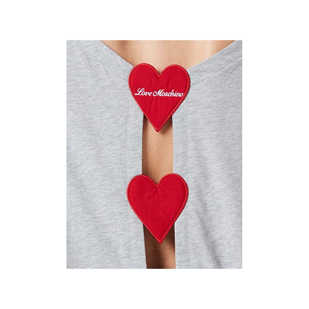 Love Moschino Chic Embroedered Heart Logo Cotton Tee