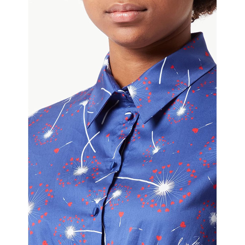 Love Moschino Chic Cotton Shirt Collar Dress in Abstract Print