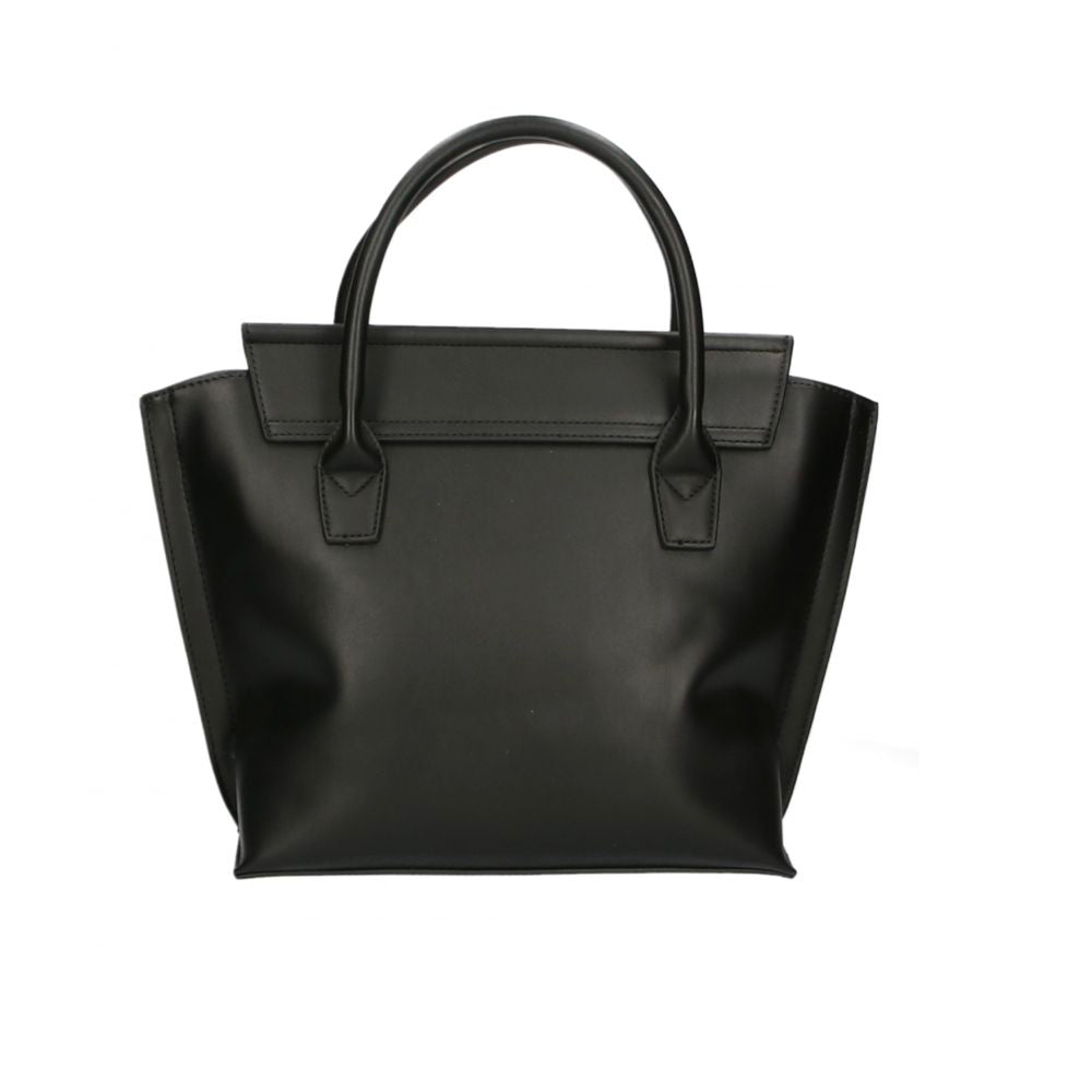 Plein Sport Sleek Black Tote With Chic Logo Detail